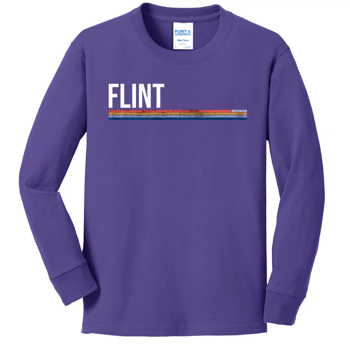 Flint Michigan Retro Kids Long Sleeve Shirt