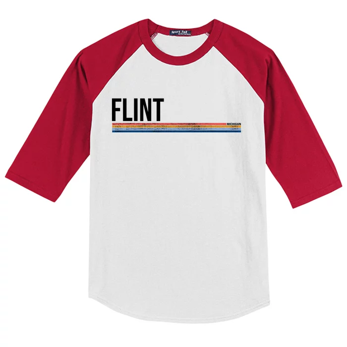 Flint Michigan Retro Kids Colorblock Raglan Jersey