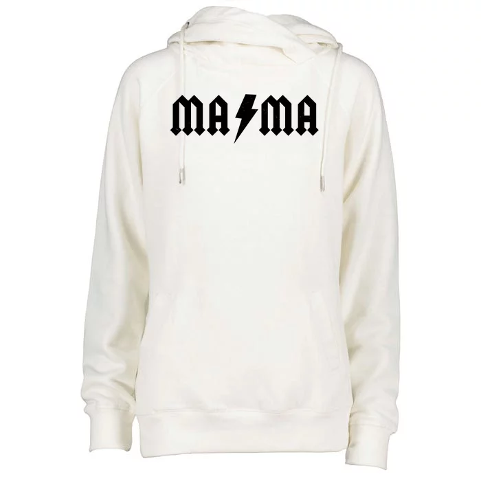 Funny MAMA Rocker Logo Womens Funnel Neck Pullover Hood