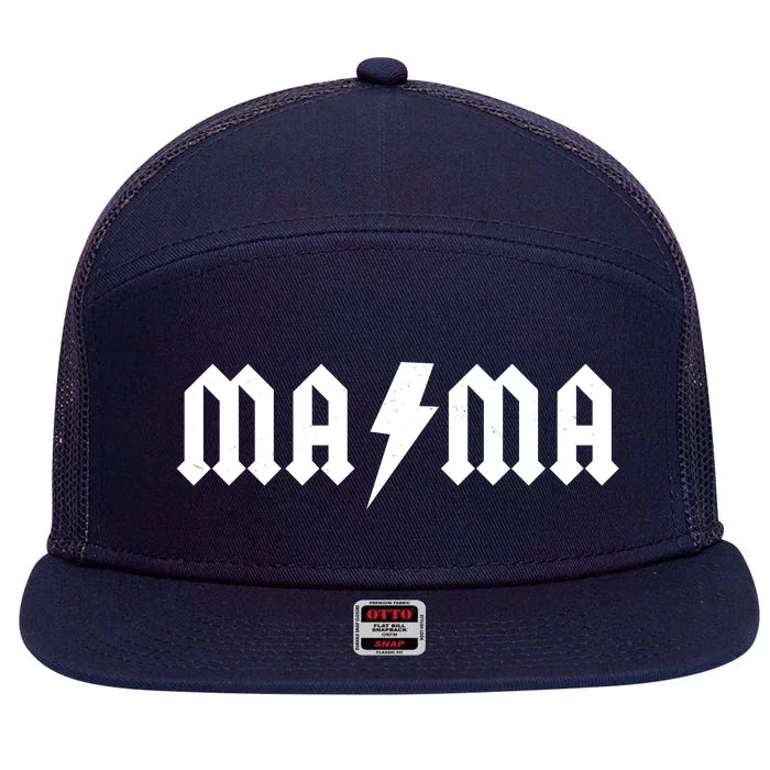 Funny MAMA Rocker Logo 7 Panel Mesh Trucker Snapback Hat