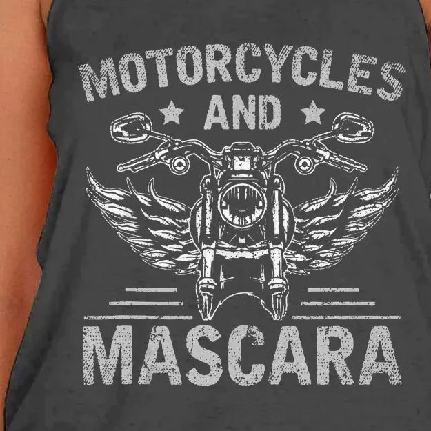 Funny Motorcycle Riding Women Mascara Biker Women's Knotted Racerback Tank