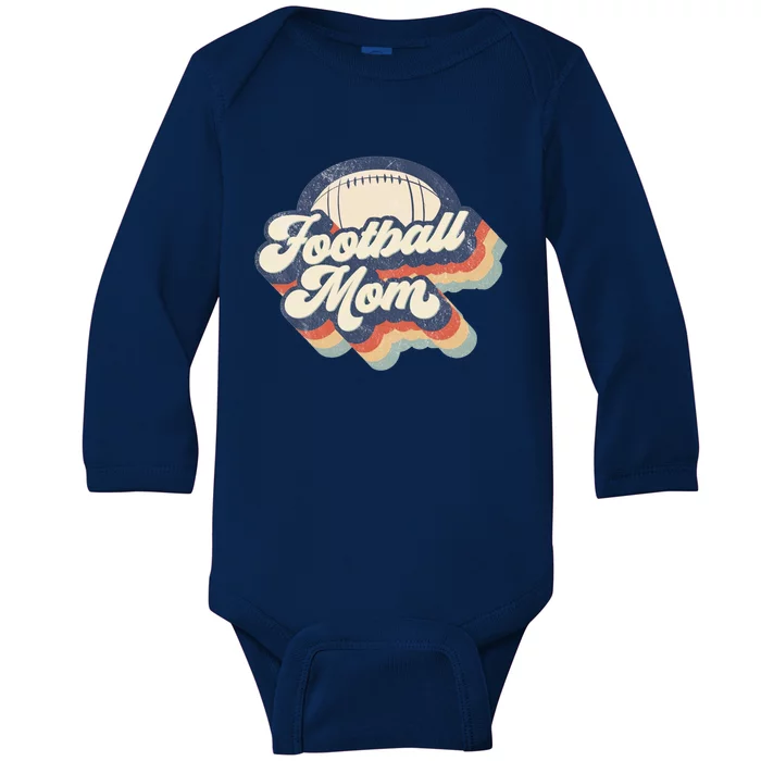 Football Mom Retro American Football Mothers Day Mom Mama Gift Baby Long Sleeve Bodysuit