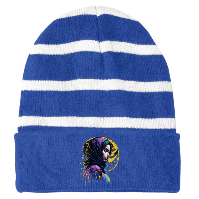 Fasting Mode Ramadan On Ramadan Kareem MuBarak Gift Striped Beanie with Solid Band