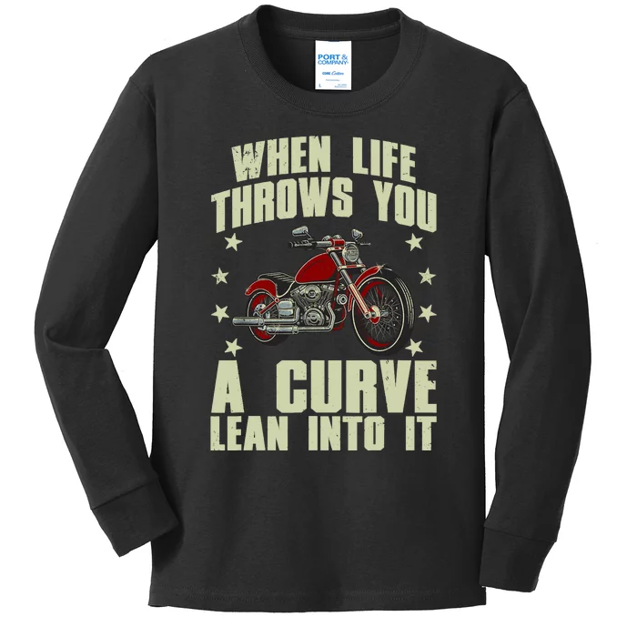 Funny Motorcycle Racer Design For Motorcycle Lover Kids Long Sleeve Shirt