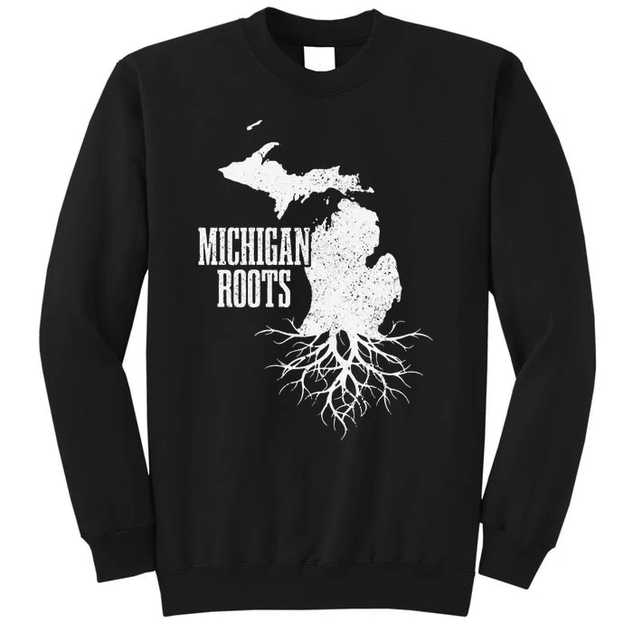 Funny Michigan Roots Vintage Pride State Map Gift Tall Sweatshirt