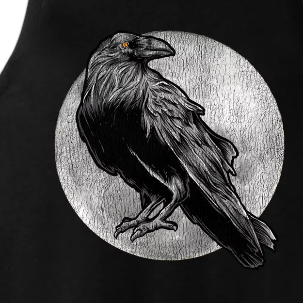 Full Moon Raven Bird Gift Scary Crow Ladies Tri-Blend Wicking Tank