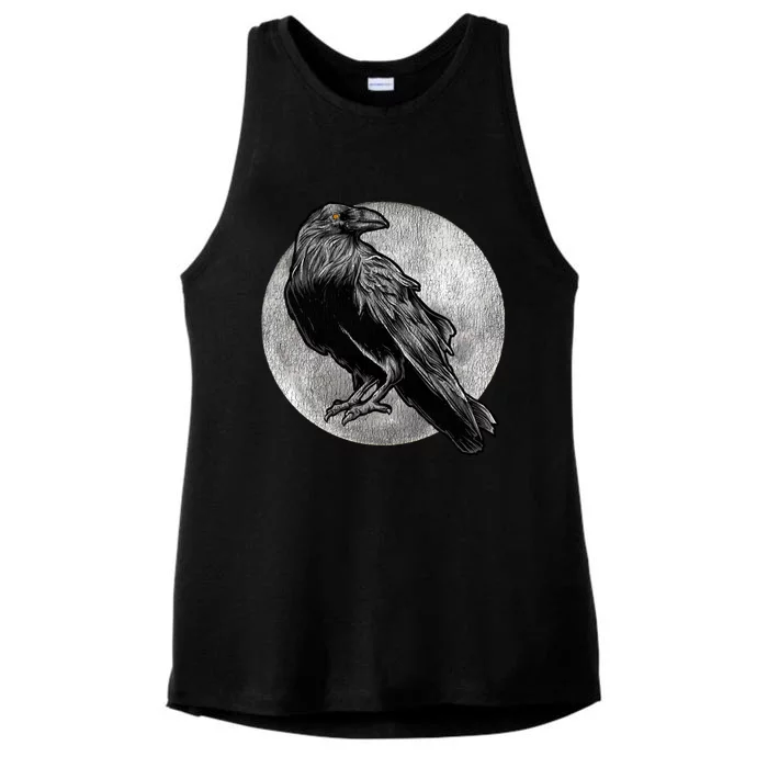 Full Moon Raven Bird Gift Scary Crow Ladies Tri-Blend Wicking Tank