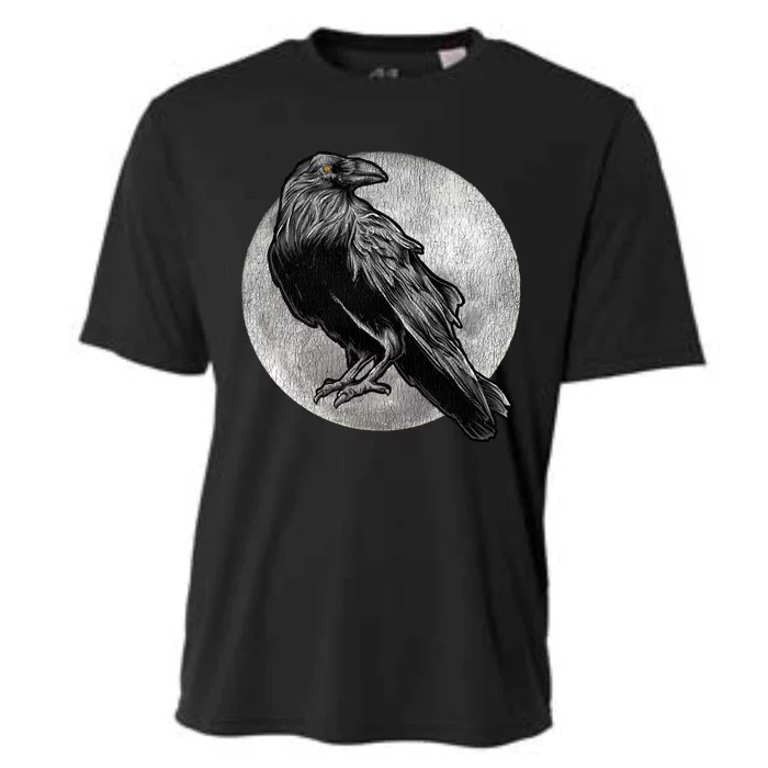 Full Moon Raven Bird Gift Scary Crow Cooling Performance Crew T-Shirt