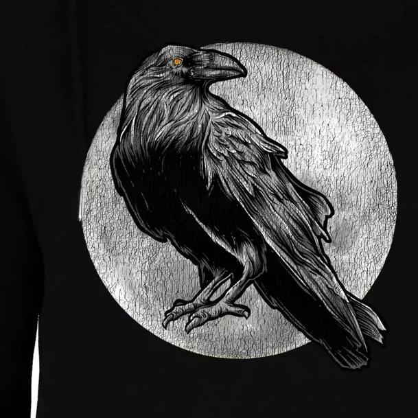 Full Moon Raven Bird Gift Scary Crow Womens Funnel Neck Pullover Hood