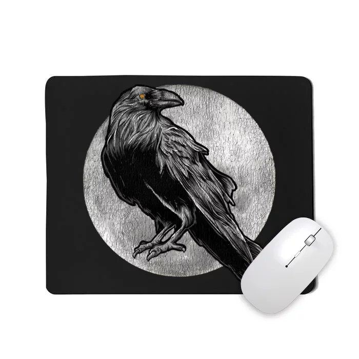 Full Moon Raven Bird Gift Scary Crow Mousepad