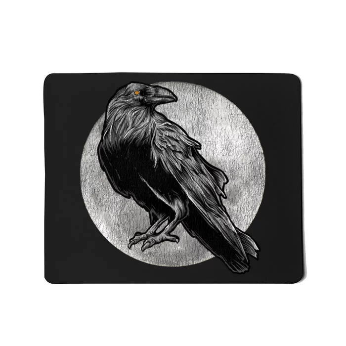 Full Moon Raven Bird Gift Scary Crow Mousepad