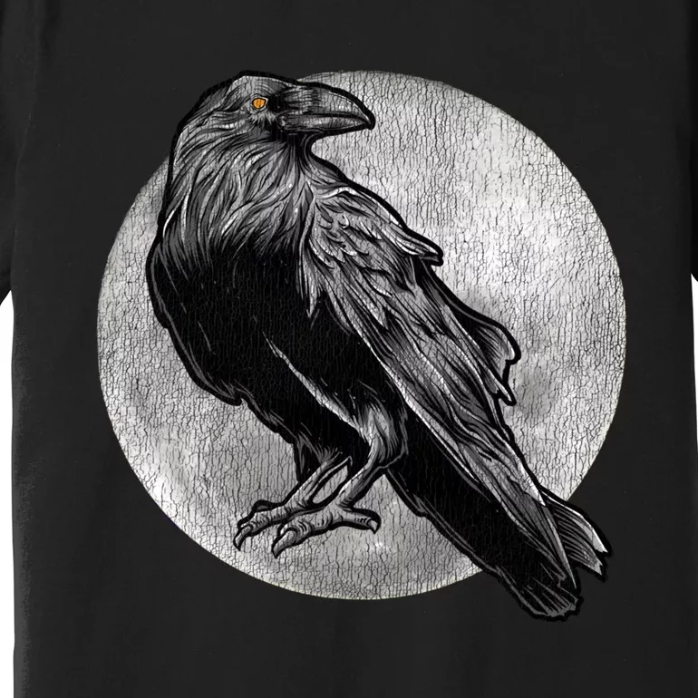 Full Moon Raven Bird Gift Scary Crow Premium T-Shirt