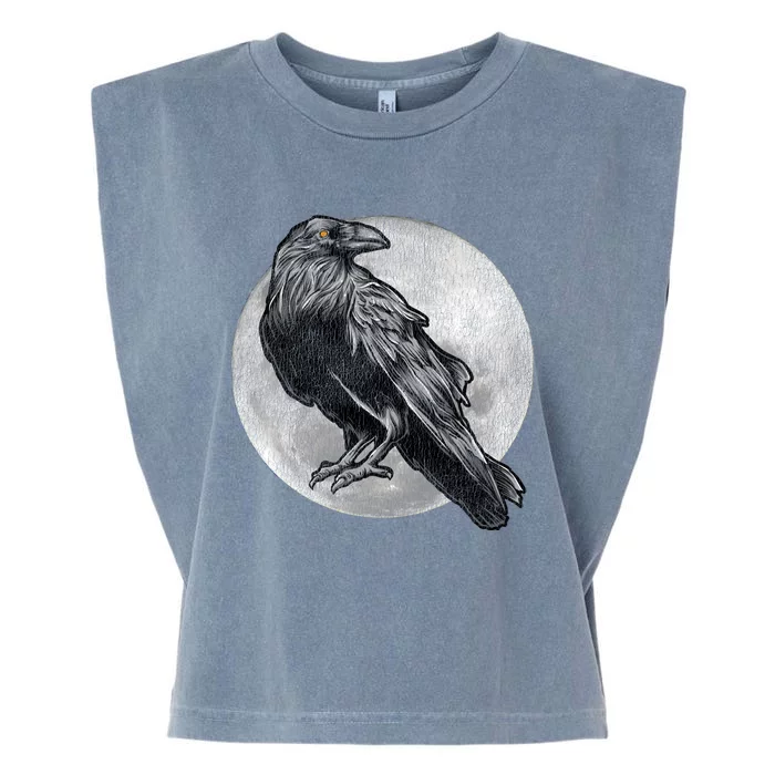 Full Moon Raven Bird Gift Scary Crow Garment-Dyed Women's Muscle Tee