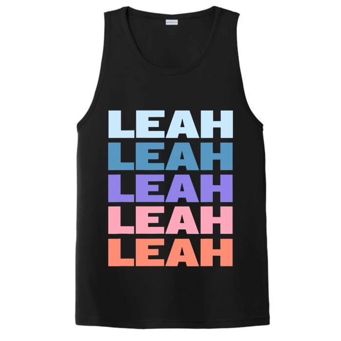 Funny Modern Repeated Text Design Leah Performance Tank