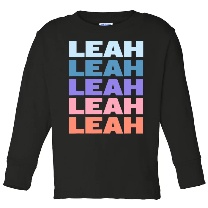 Funny Modern Repeated Text Design Leah Toddler Long Sleeve Shirt