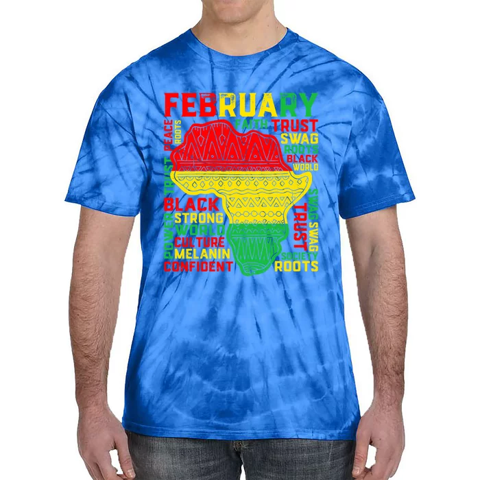 February Map Retro Black History Month African America Pride Great Gift Tie-Dye T-Shirt