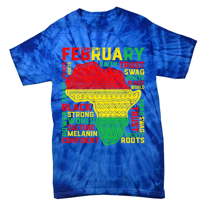 February Map Retro Black History Month African America Pride Great Gift Tie-Dye T-Shirt