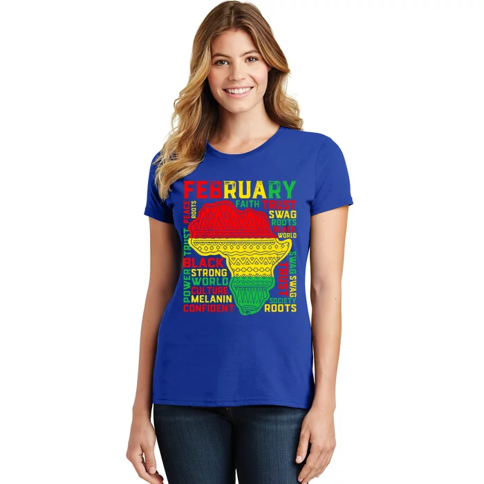 February Map Retro Black History Month African America Pride Great Gift Women's T-Shirt