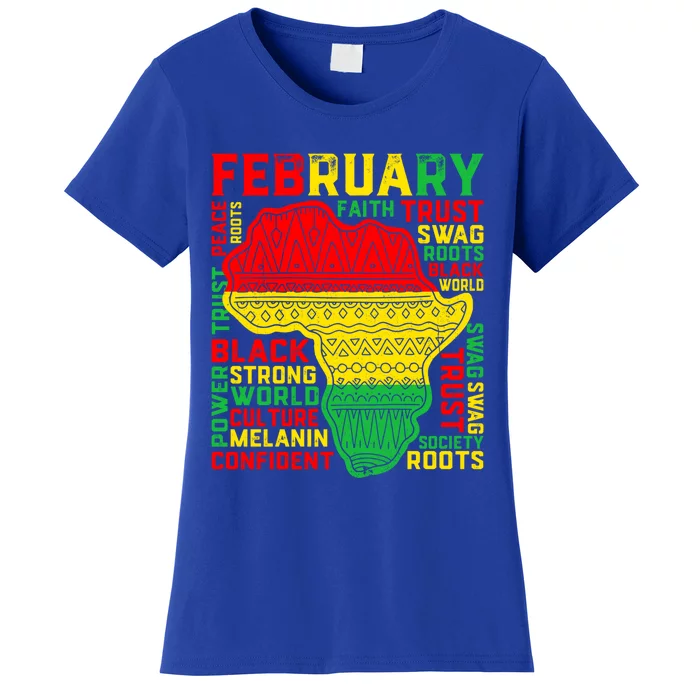 February Map Retro Black History Month African America Pride Great Gift Women's T-Shirt