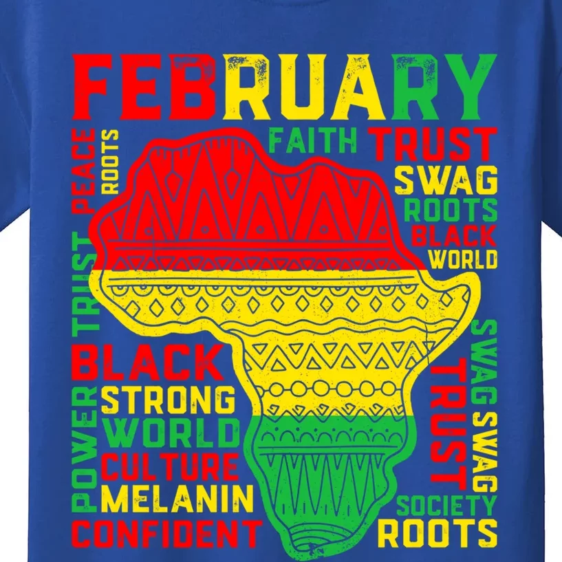 February Map Retro Black History Month African America Pride Great Gift Kids T-Shirt