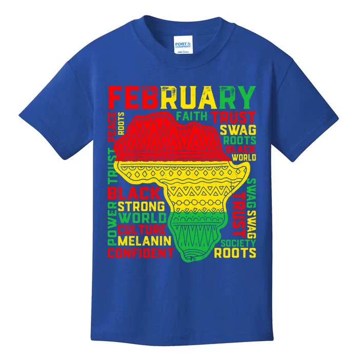 February Map Retro Black History Month African America Pride Great Gift Kids T-Shirt