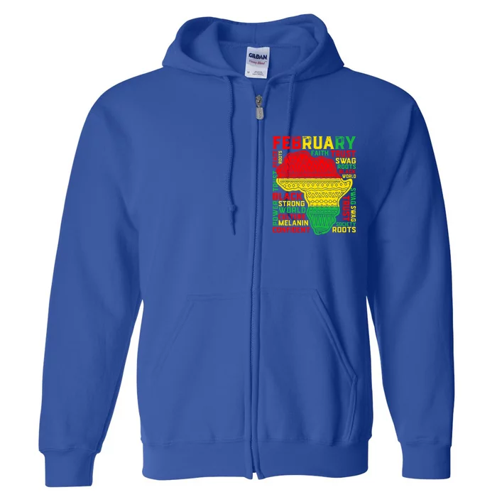 February Map Retro Black History Month African America Pride Great Gift Full Zip Hoodie