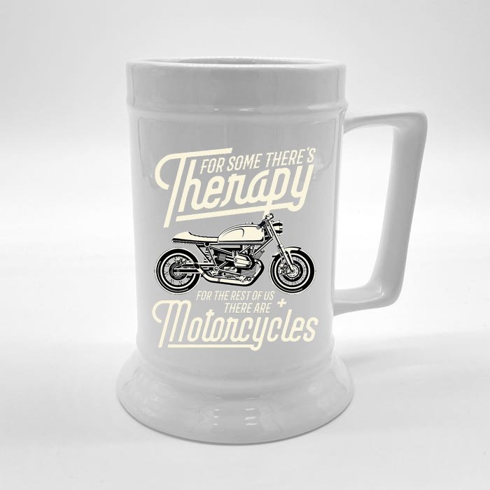 Funny Motorcycle Rider Therapy  Vintage Biker Gift Front & Back Beer Stein