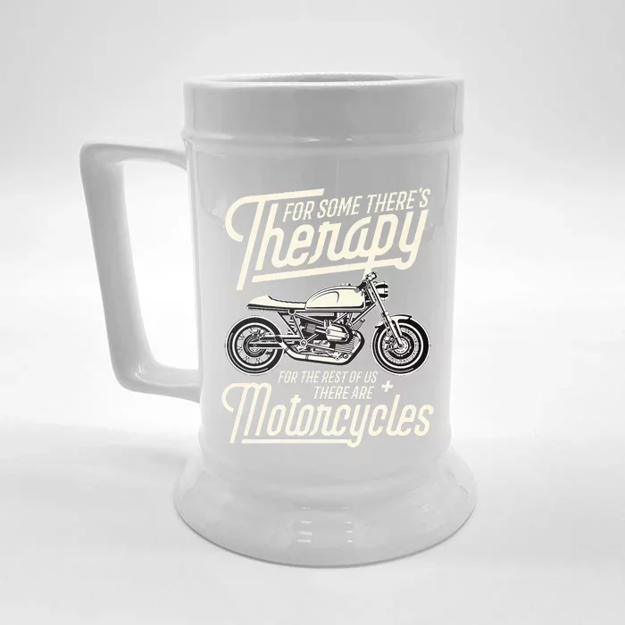 Funny Motorcycle Rider Therapy  Vintage Biker Gift Front & Back Beer Stein