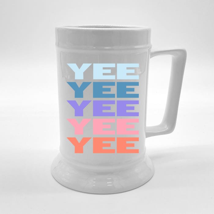 Funny Modern Repeated Text Design Yee Gift Front & Back Beer Stein