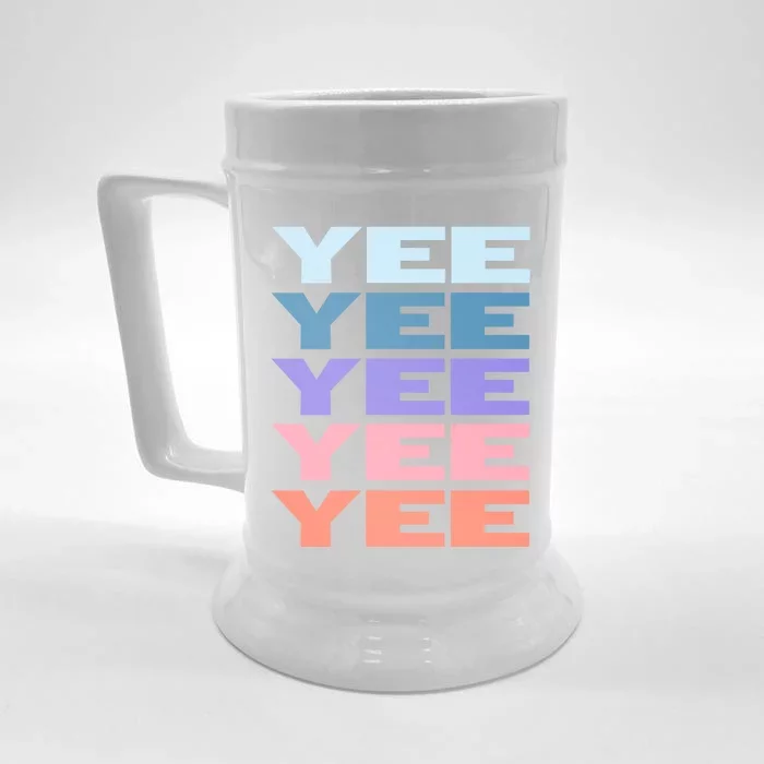 Funny Modern Repeated Text Design Yee Gift Front & Back Beer Stein