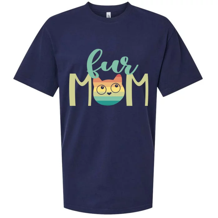 Fur Mom Retro Cat Mom Best Cat Mom Vintage Cat Mom Fur Mama Funny Gift Sueded Cloud Jersey T-Shirt