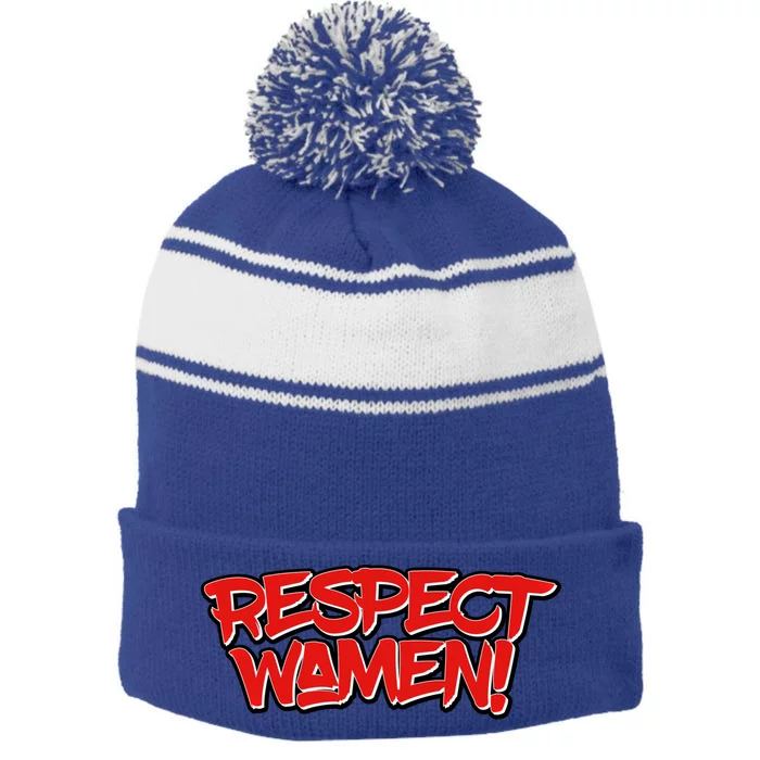 Funny Meme Respect Wa Appreciation Quote Cool Gift Stripe Pom Pom Beanie