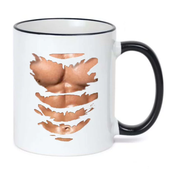 Fake Muscles Ripped Torn Chest Six Pack Abs Fitness Model Black Color Changing Mug