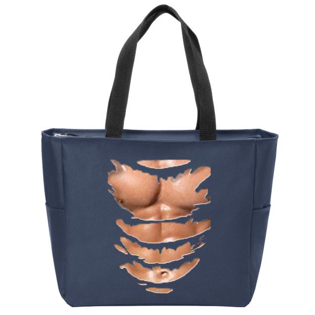 Mens Chest Six Pack Abs funny fake abs Muscles REA Tote Bag