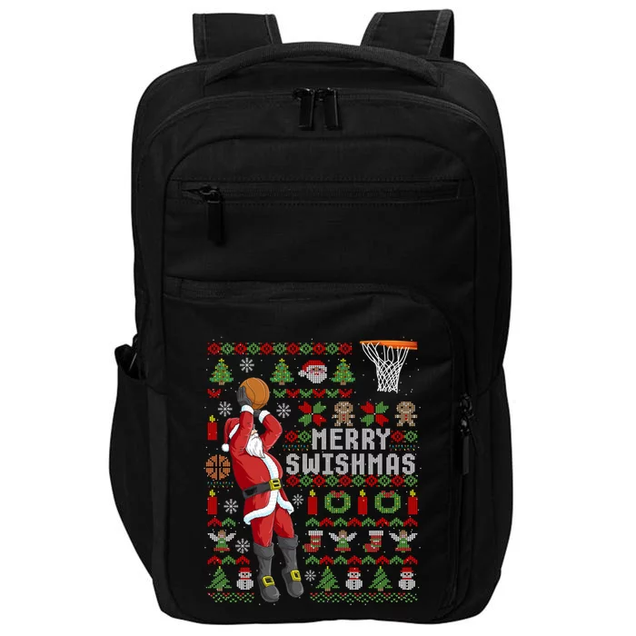 Funny Merry Swishmas Ugly Christmas Basketball Christmas Gift Impact Tech Backpack