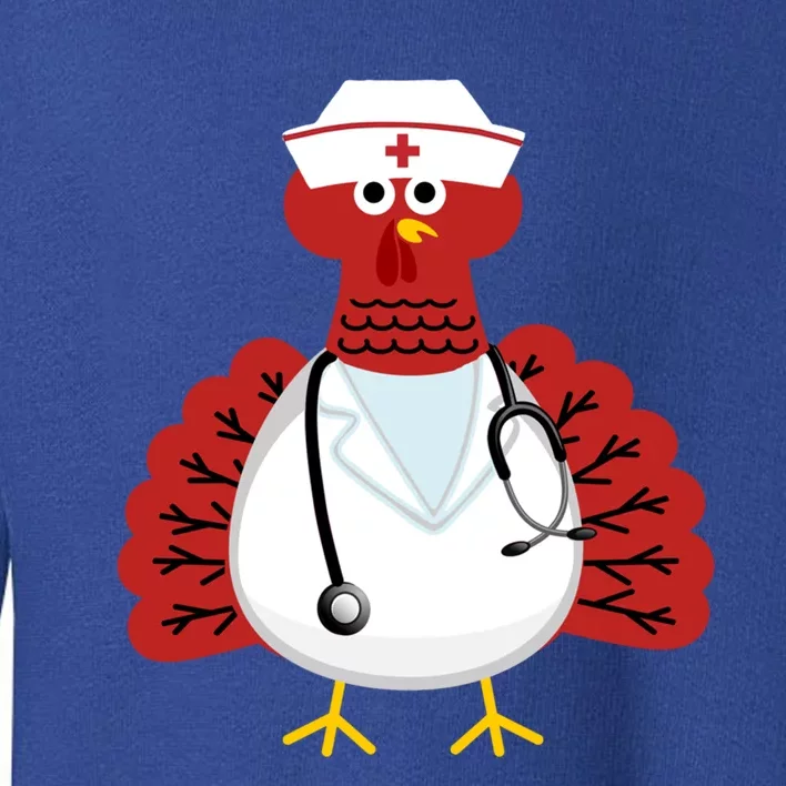 Funny Medical Scrub Top Stethoscope Wearing Turkey Nurse Gift Toddler Sweatshirt