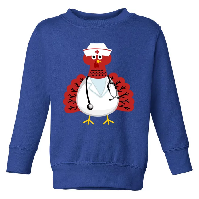 Funny Medical Scrub Top Stethoscope Wearing Turkey Nurse Gift Toddler Sweatshirt