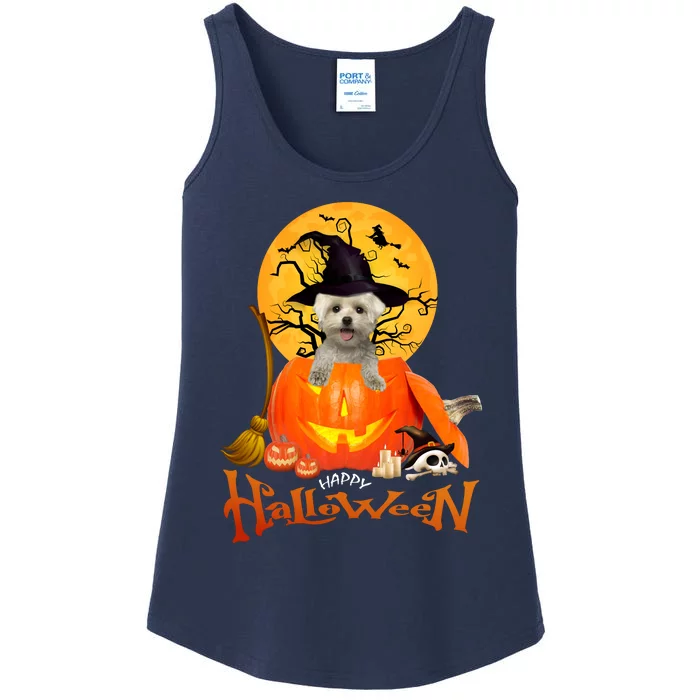 Funny Maltese Spooky Halloween Ladies Essential Tank