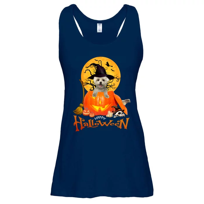 Funny Maltese Spooky Halloween Ladies Essential Flowy Tank