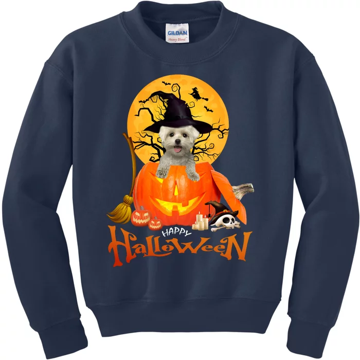 Funny Maltese Spooky Halloween Kids Sweatshirt