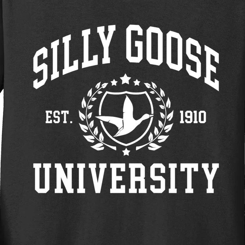 Funny Meme School Bird Silly Goose University Design Kids Long Sleeve Shirt