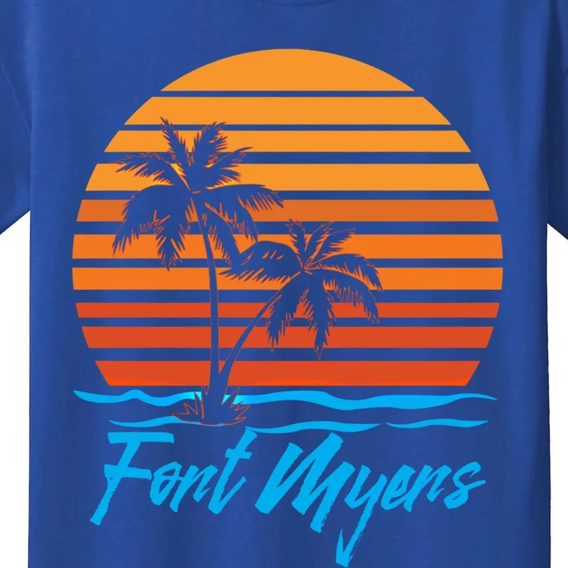 Fort Myers Sunset Palm Trees Beach Vacation Tourist Funny Gift Kids T-Shirt