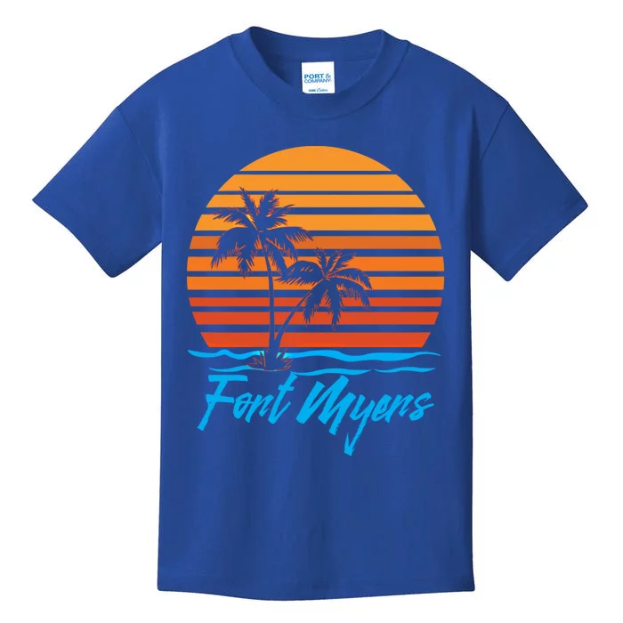 Fort Myers Sunset Palm Trees Beach Vacation Tourist Funny Gift Kids T-Shirt