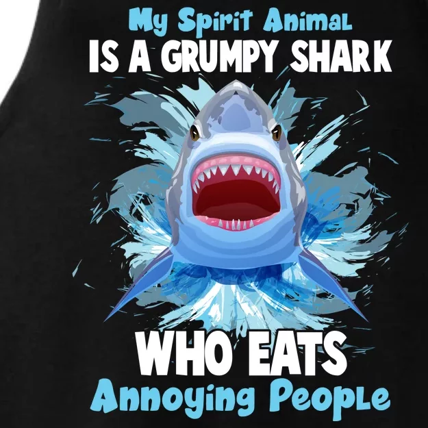 Funny My Spirit Animal Is A Grumpy Shark Ladies Tri-Blend Wicking Tank