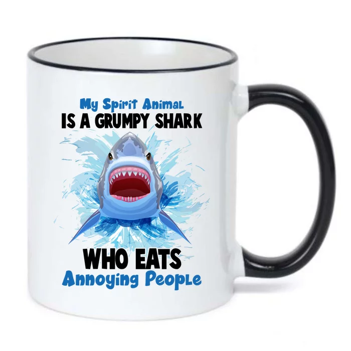 Funny My Spirit Animal Is A Grumpy Shark Black Color Changing Mug