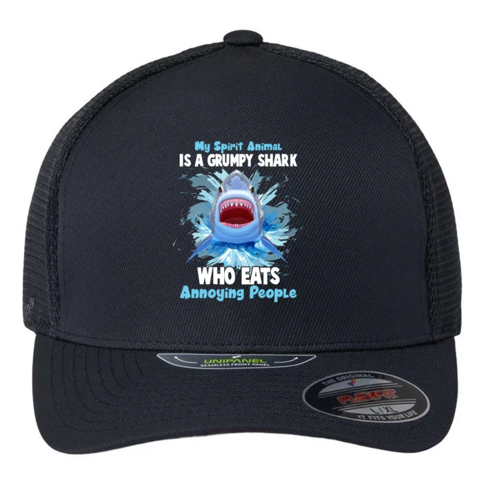 Funny My Spirit Animal Is A Grumpy Shark Flexfit Unipanel Trucker Cap