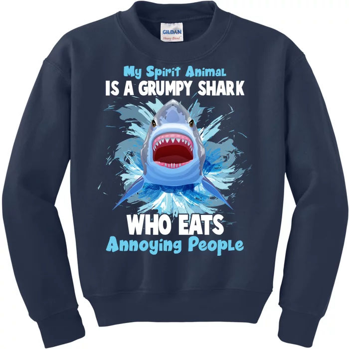 Funny My Spirit Animal Is A Grumpy Shark Kids Sweatshirt