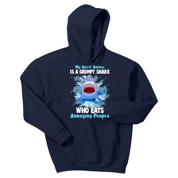 Funny My Spirit Animal Is A Grumpy Shark Kids Hoodie