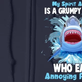 Funny My Spirit Animal Is A Grumpy Shark Full Zip Hoodie