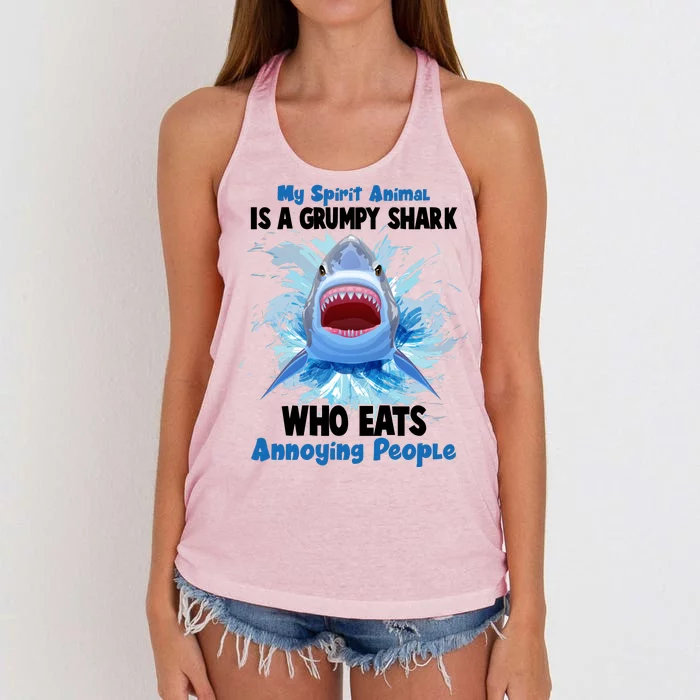 Funny My Spirit Animal Is A Grumpy Shark Women's Knotted Racerback Tank